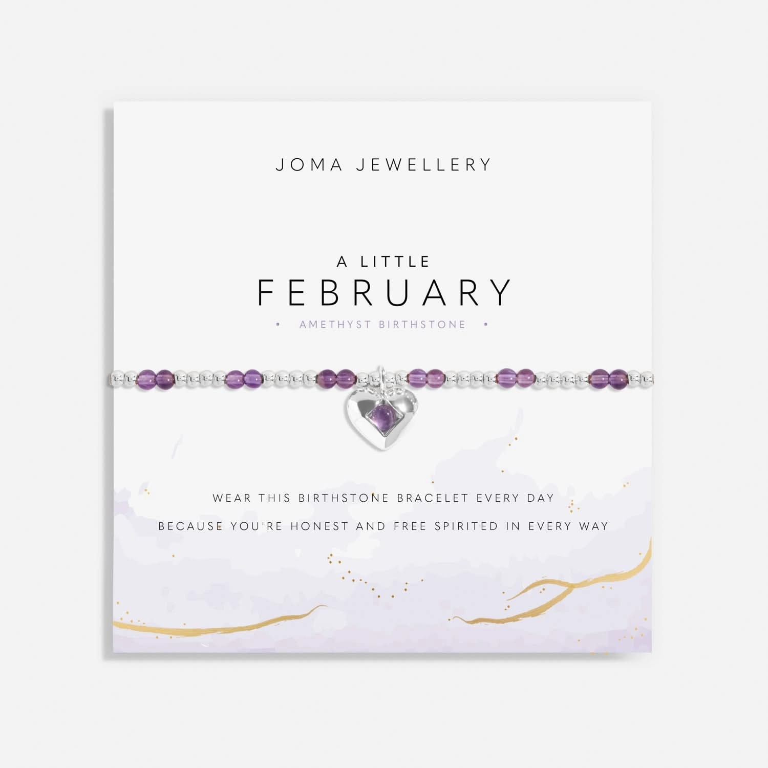 Birthstone A Little February Amethyst Silver Plated Bracelet 8316