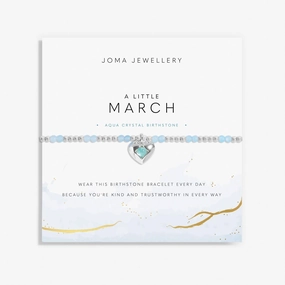 Birthstone A Little March Aqua Crystal Silver Plated Bracelet 8317