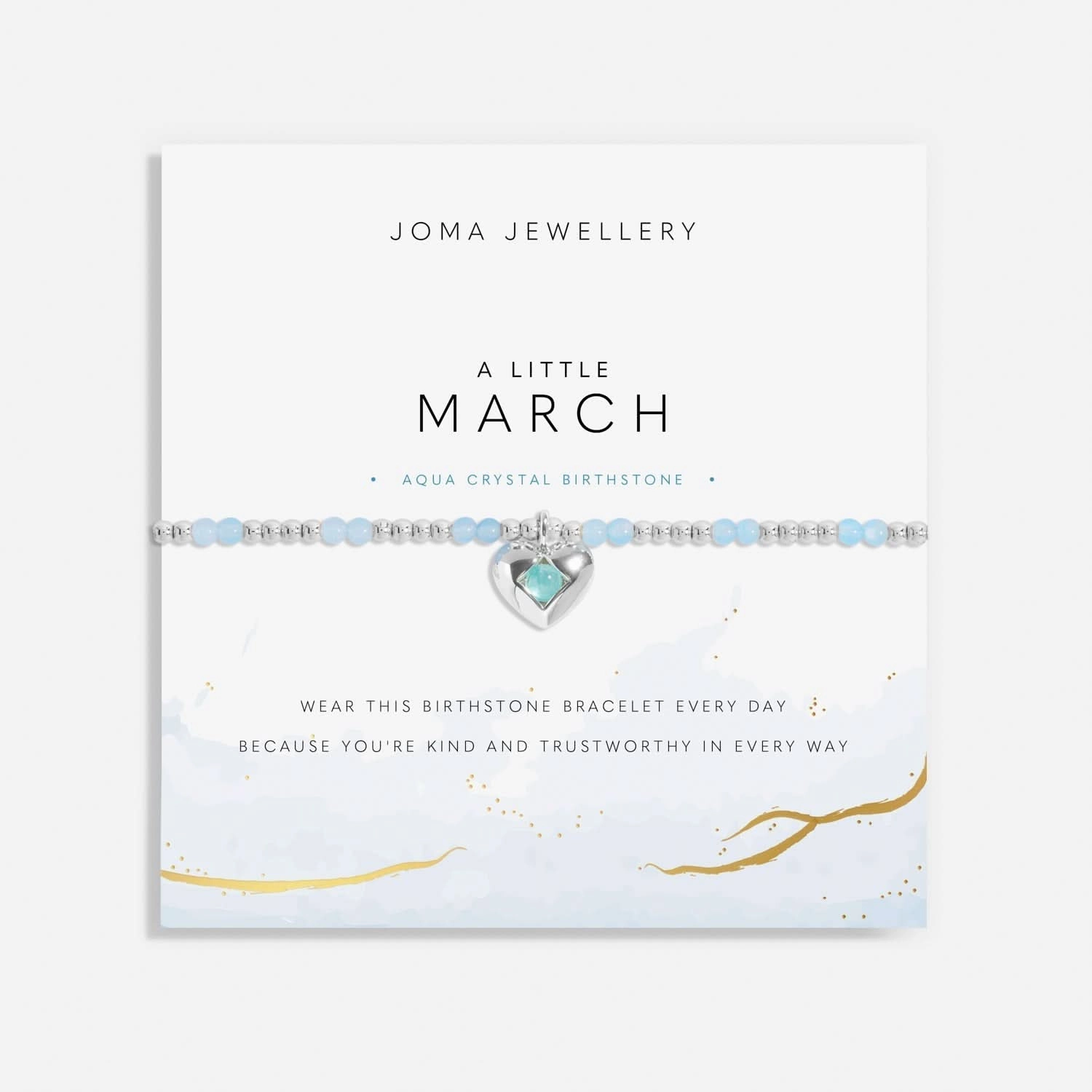 Birthstone A Little March Aqua Crystal Silver Plated Bracelet 8317