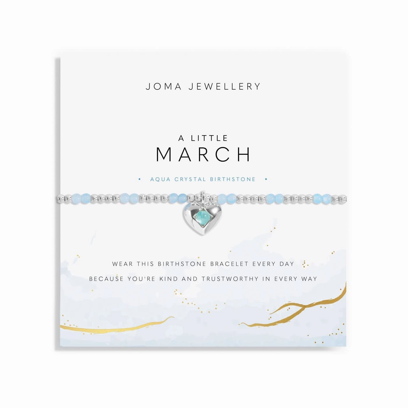Birthstone A Little March Aqua Crystal Silver Plated Bracelet 8317