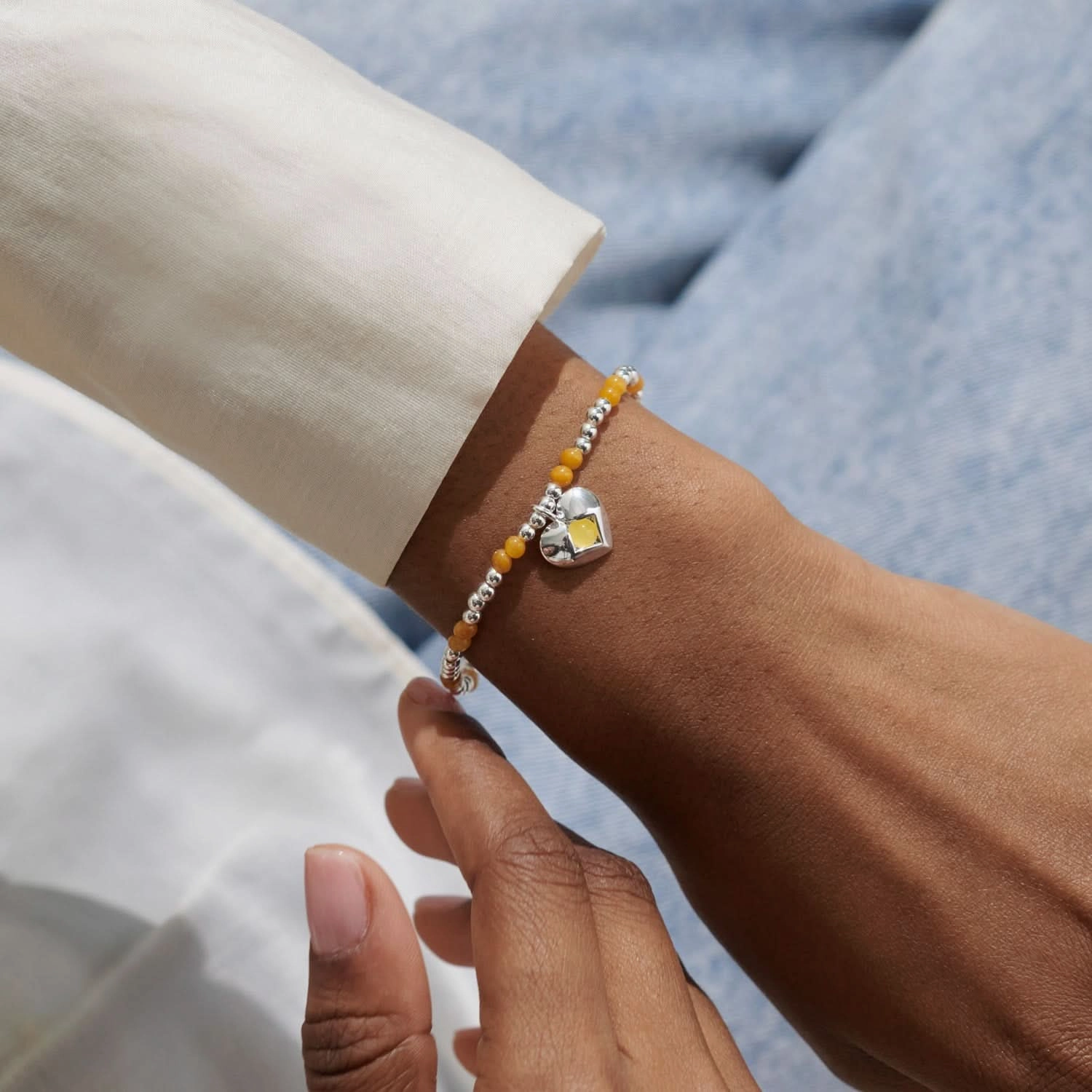 Birthstone A Little November Yellow Quartz Silver Plated Bracelet 8325
