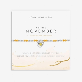 Birthstone A Little November Yellow Quartz Silver Plated Bracelet 8325