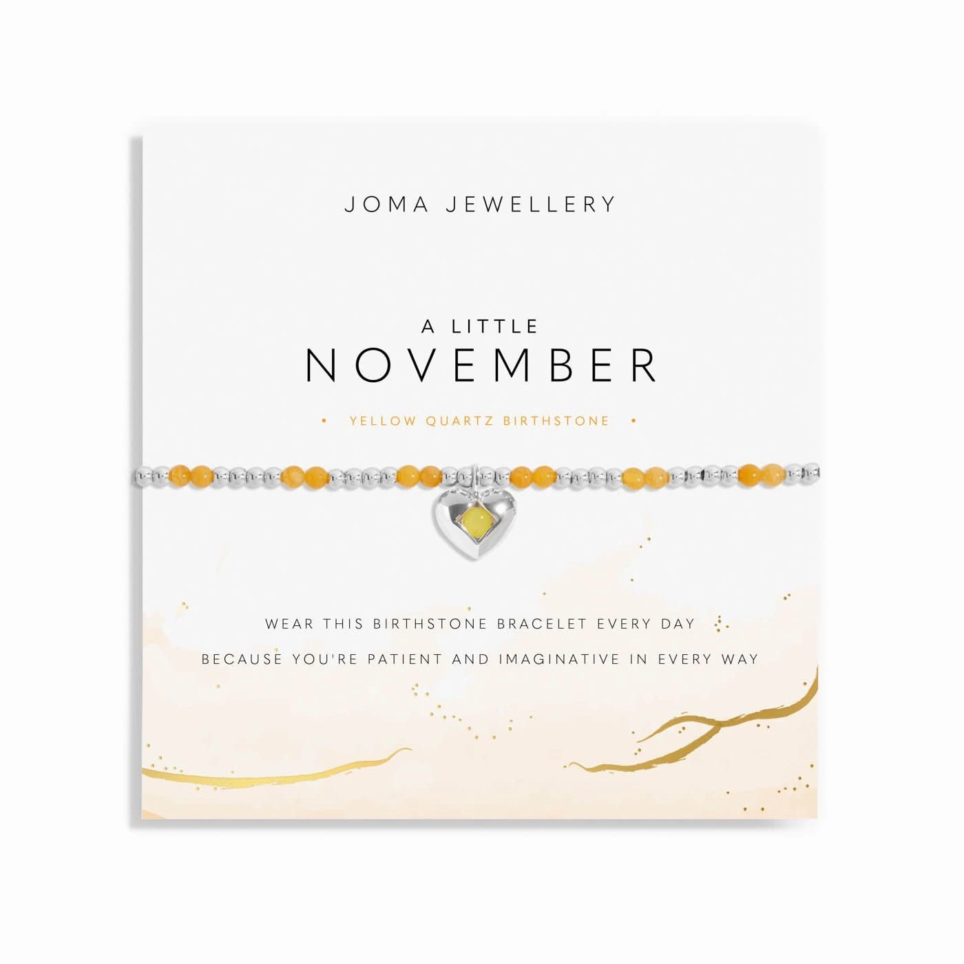 Birthstone A Little November Yellow Quartz Silver Plated Bracelet 8325