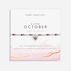 Birthstone A Little October Tourmaline Silver Plated Bracelet 8324