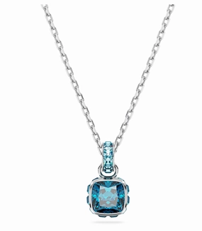 Birthstone December Blue Square - Necklace & Earrings