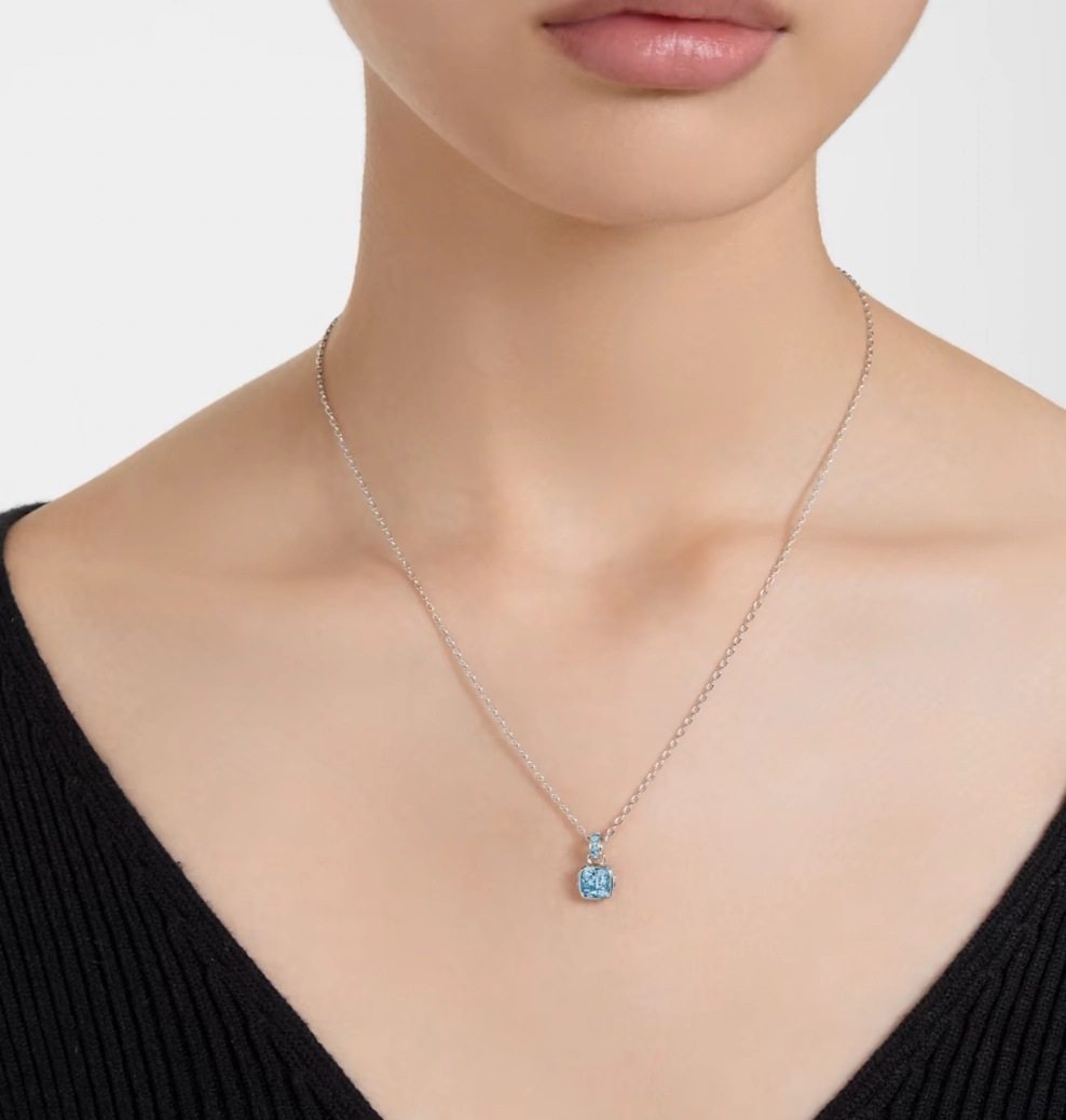 Birthstone December Blue Square - Necklace & Earrings