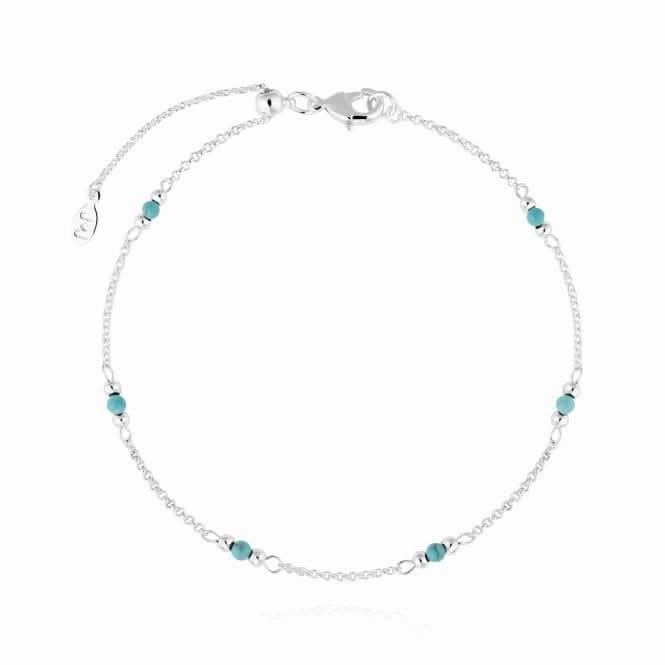 Birthstone December Turquoise Silver Bracelet 26cm Adjustable Anklet 4211
