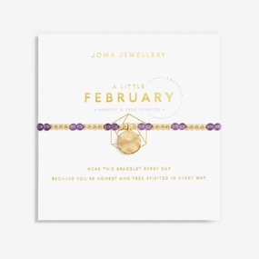 Birthstone February Amethyst Gold 17.5cm Stretch Bracelet 6133
