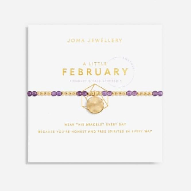Birthstone February Amethyst Gold 17.5cm Stretch Bracelet 6133