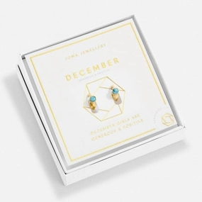 Birthstone Hoop Earring December Gold Plated Earrings 6758