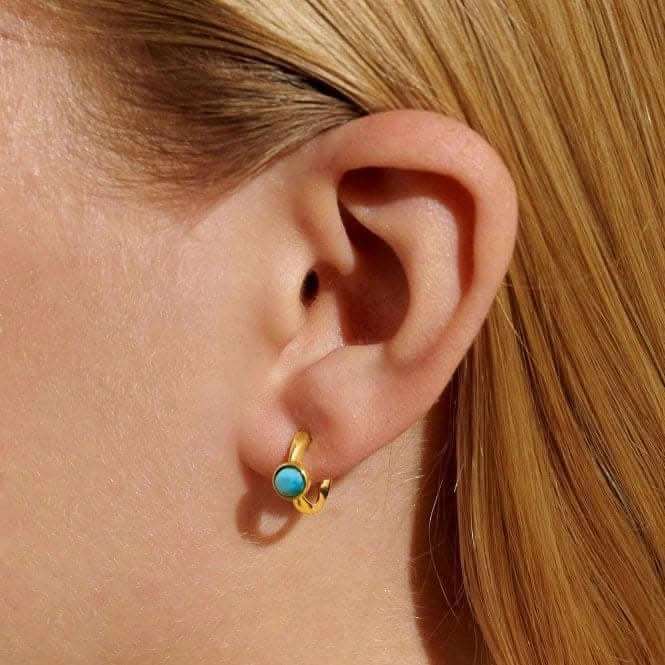 Birthstone Hoop Earring December Gold Plated Earrings 6758