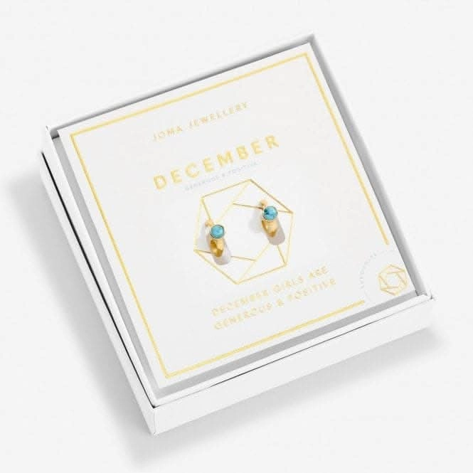 Birthstone Hoop Earring December Gold Plated Earrings 6758