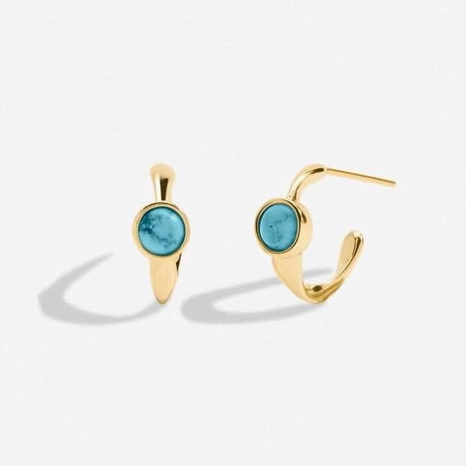 Birthstone Hoop Earring December Gold Plated Earrings 6758