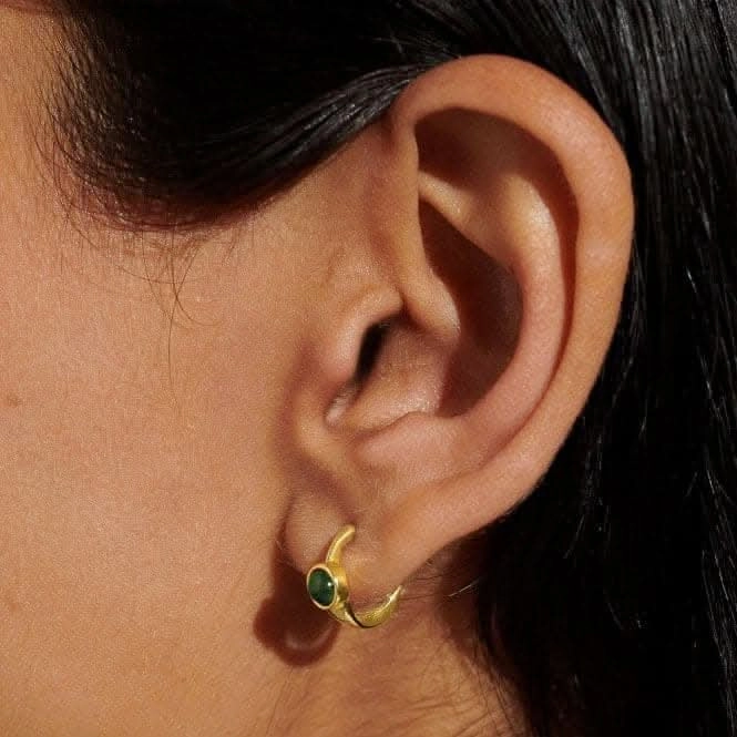 Birthstone Hoop Earring May Gold Plated Earrings 6751