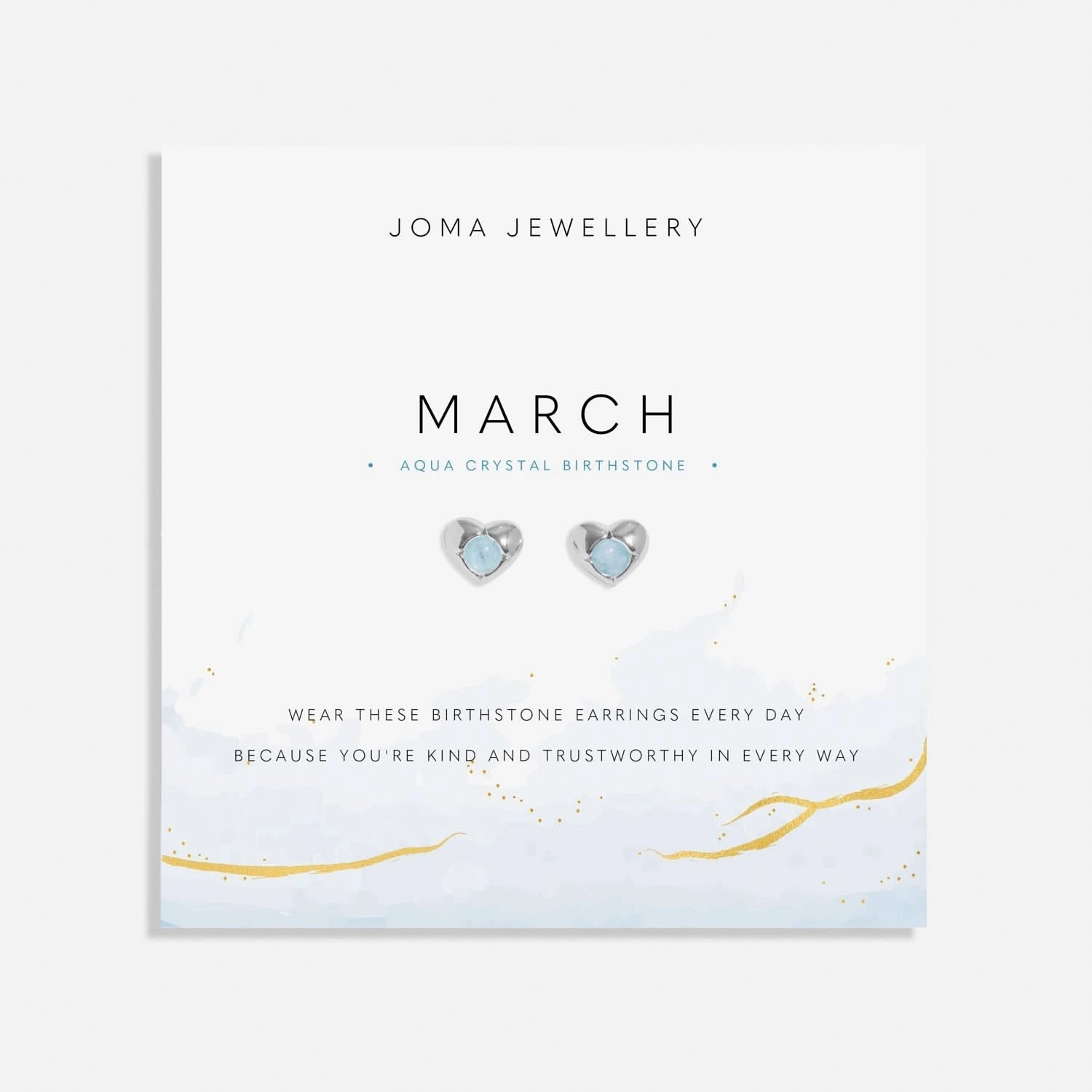 Birthstone March Aqua Crystal Silver Plated Earrings 8389