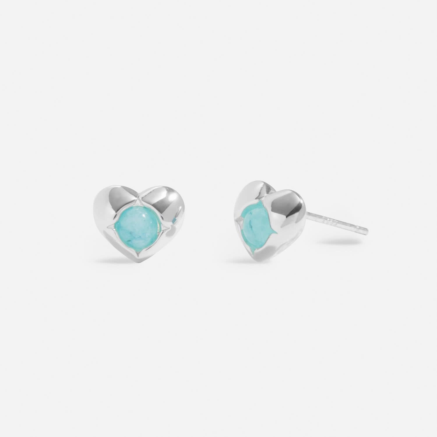 Birthstone March Aqua Crystal Silver Plated Earrings 8389