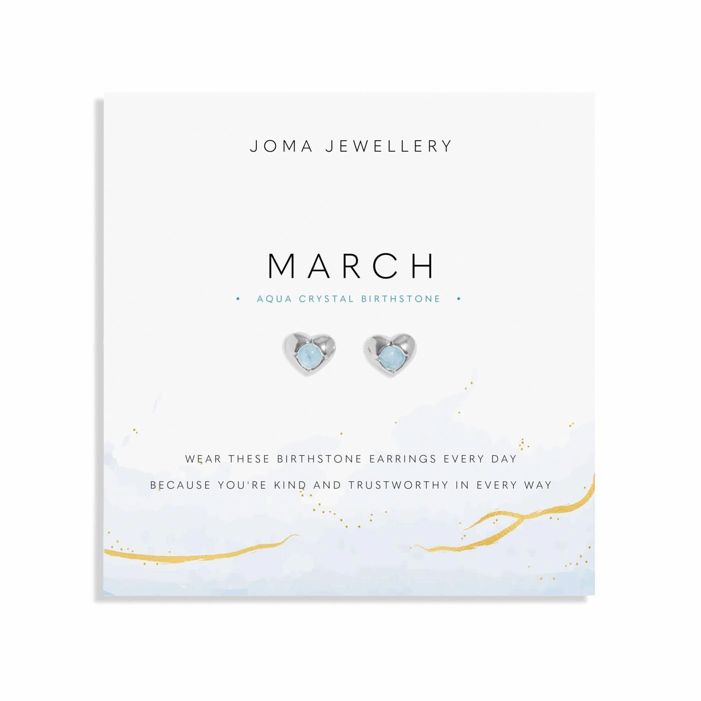 Birthstone March Aqua Crystal Silver Plated Earrings 8389