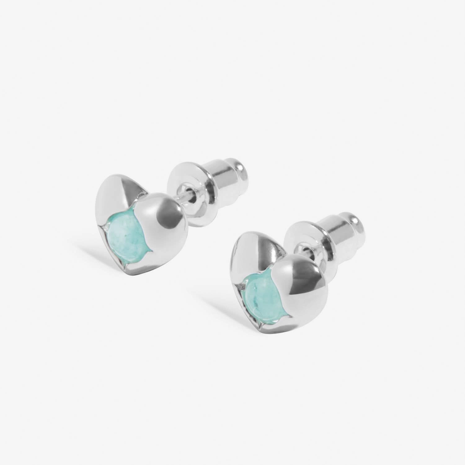Birthstone March Aqua Crystal Silver Plated Earrings 8389