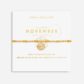 Birthstone November Yellow Quartz Gold 17.5cm Stretch Bracelet 6142