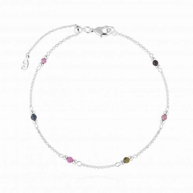 Birthstone October Tourmaline Silver 26cm Adjustable Anklet 4209