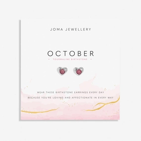Birthstone October Tourmaline Silver Plated Earrings 8396