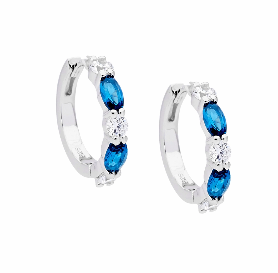 Blue and White Huggie Earrings