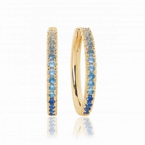 Blue and White Zirconia Ellera Grande Earrings SJ-E2869-GBL-YG