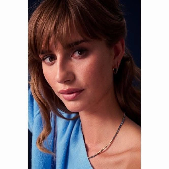 Blue and White Zirconia Ellera Grande Earrings SJ-E2869-GBL-YG