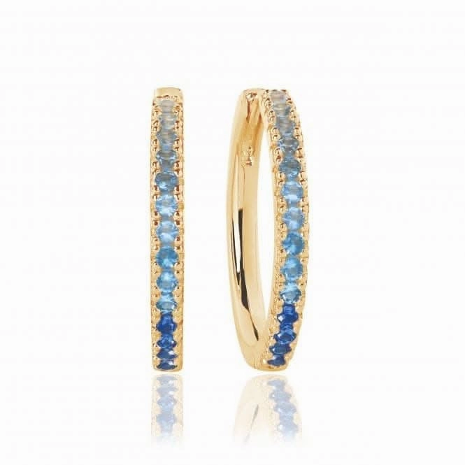 Blue and White Zirconia Ellera Grande Earrings SJ-E2869-GBL-YG