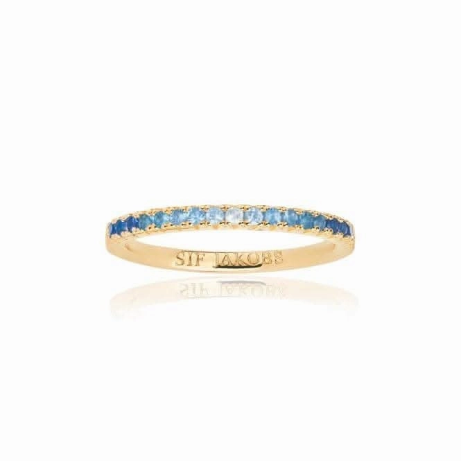 Blue and White Zirconia Ellera Ring SJ-R2869-GBL-YG