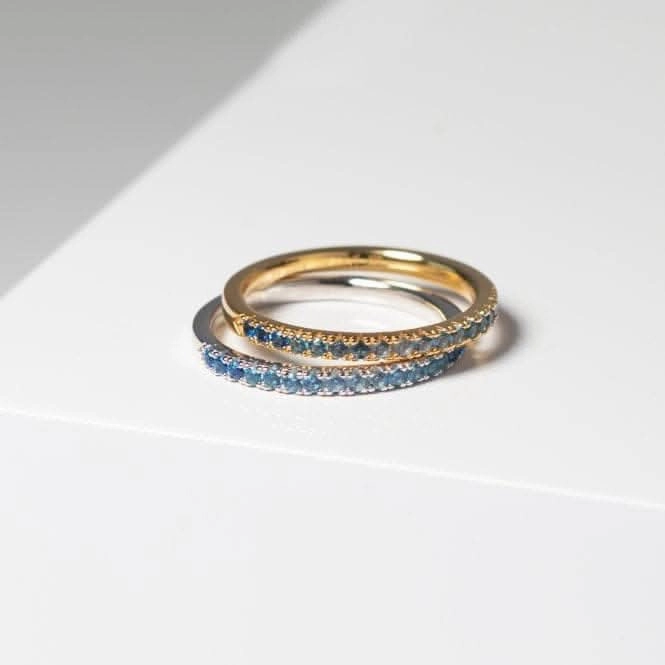 Blue and White Zirconia Ellera Ring SJ-R2869-GBL-YG
