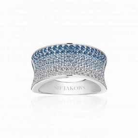 Blue and White Zirconia Felline Concavo Ring SJ- SJ-R337-CZ