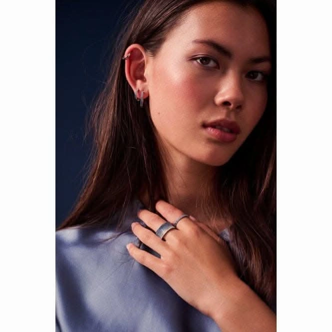 Blue and White Zirconia Felline Concavo Ring SJ- SJ-R337-CZ
