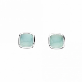 Blue Chalcedony Cushion Stud Earrings 37824BLC