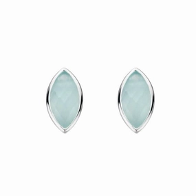 Blue Chalcedony Oval Stud Earrings 37820BLC