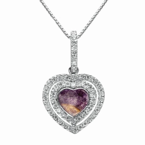 Blue John Necklace Heart With Diamonds 18ct White Gold