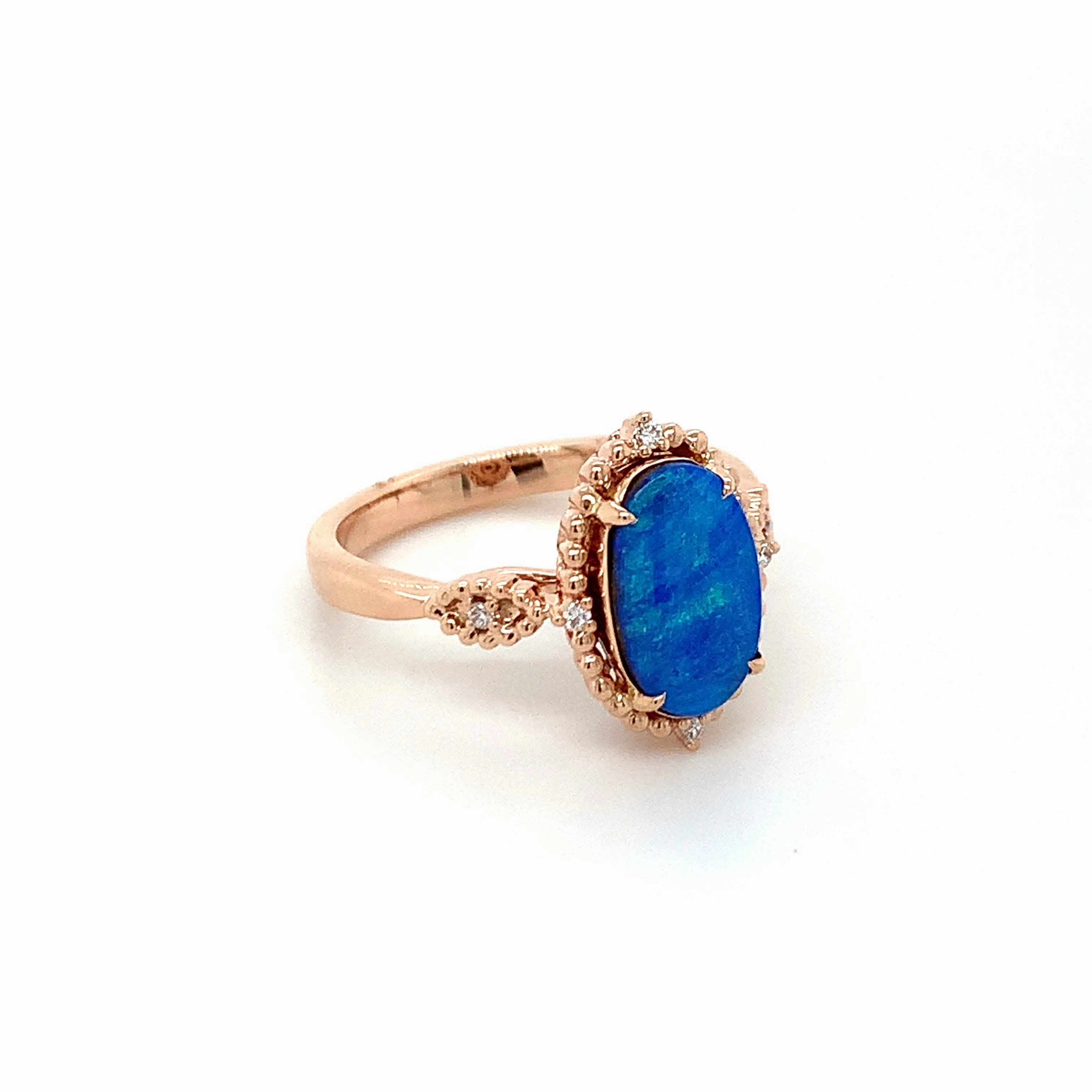 Blue Opal Rose Gold Ring