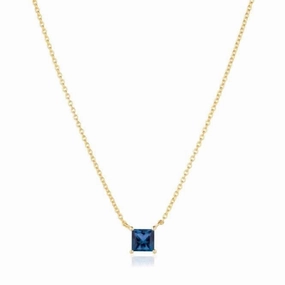 Blue Zirconia Ellera Quadrato Necklace SJ-N42279-BLCZ-YG