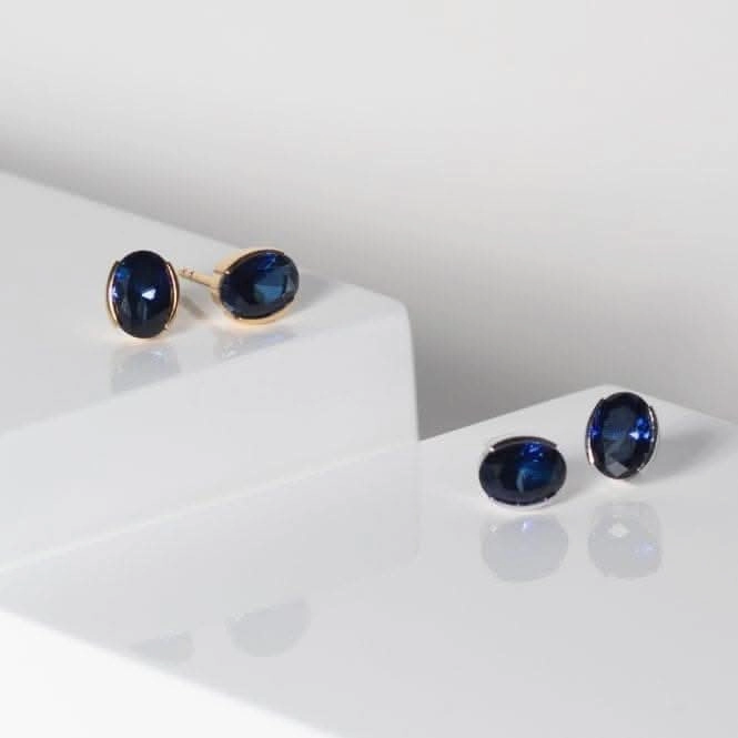 Blue Zirconia Ellisse Carezza Earrings SJ-E2350-BLCZ-YG