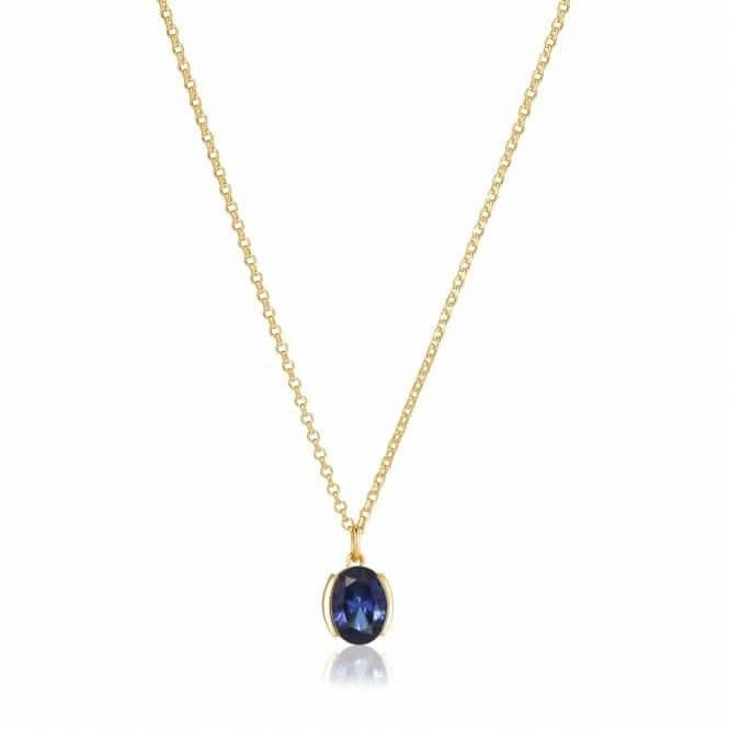 Blue Zirconia Ellisse Carezza Necklace SJ-N2353-BLCZ-YG