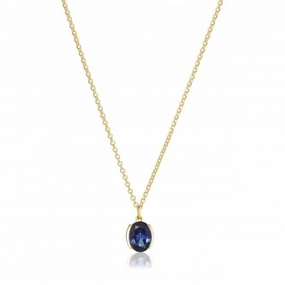 Blue Zirconia Ellisse Carezza Necklace SJ-N2353-BLCZ-YG