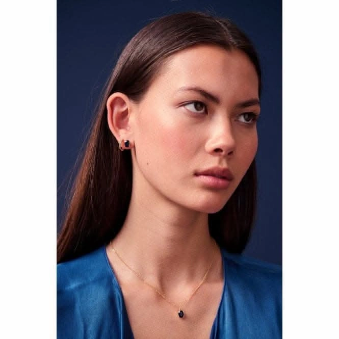 Blue Zirconia Ellisse Carezza Necklace SJ-N2353-BLCZ-YG