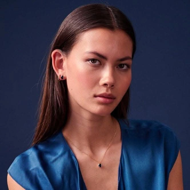 Blue Zirconia Ellisse Carezza Necklace SJ-N2353-BLCZ-YG
