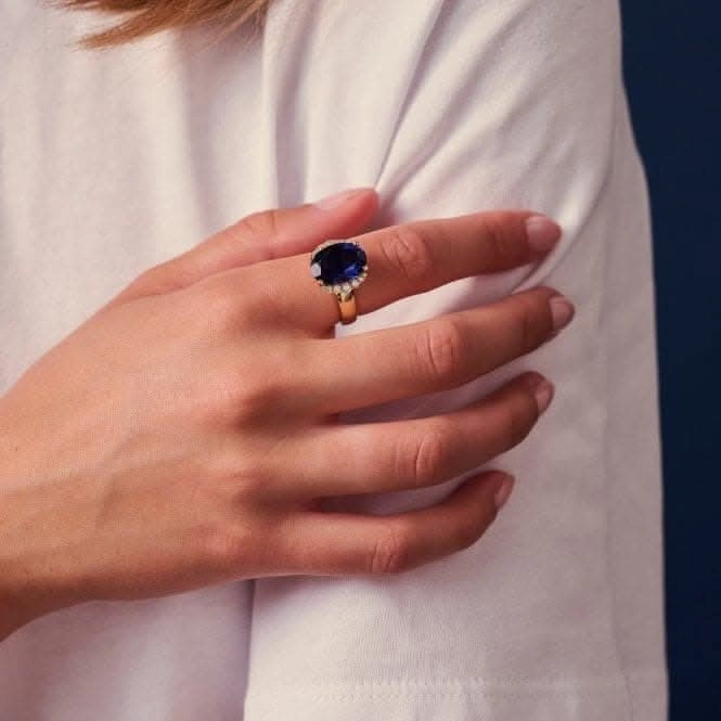 Blue Zirconia Ellisse Grande Ring SJ-R2342-BLCZ-YG