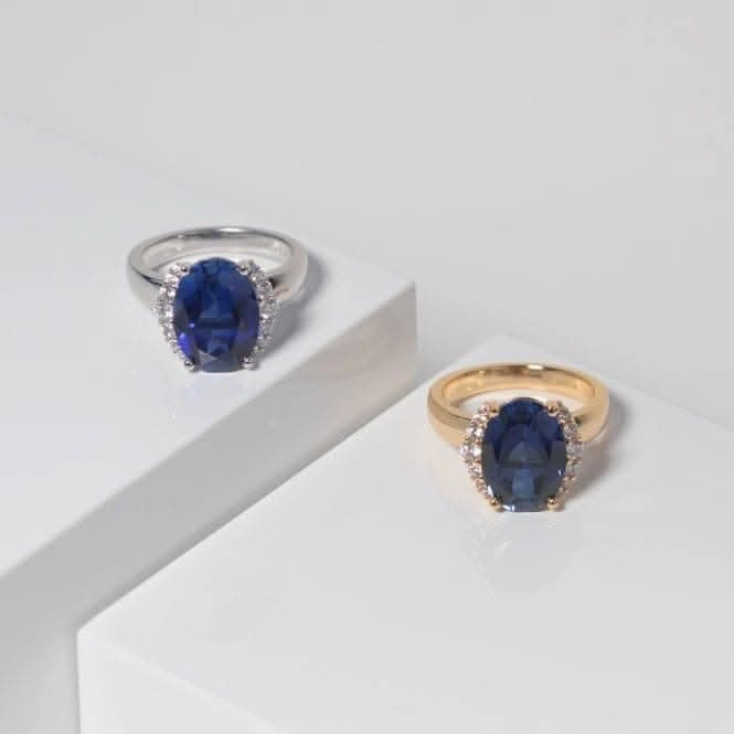 Blue Zirconia Ellisse Grande Ring SJ-R2342-BLCZ-YG