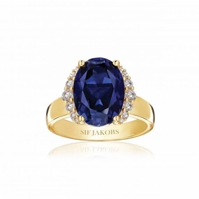 Blue Zirconia Ellisse Grande Ring SJ-R2342-BLCZ-YG