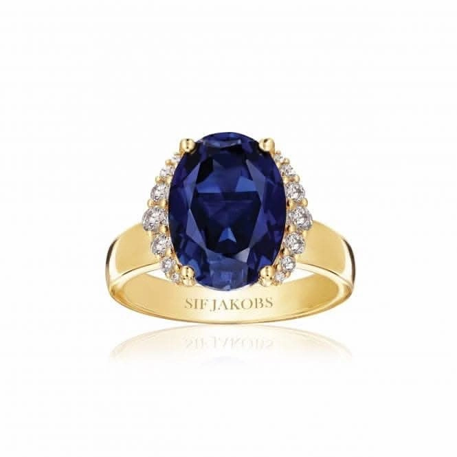 Blue Zirconia Ellisse Grande Ring SJ-R2342-BLCZ-YG