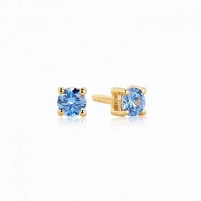 Blue Zirconia Princess Piccolo Earrings SJ-E3MMRD-BLN(YG)