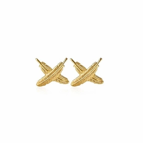 Boh Runga - Feather Kisses Studs 9ct Yellow Gold