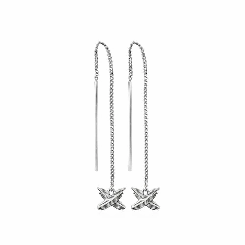 Boh Runga - Feather Kisses Thread Earring - Silver